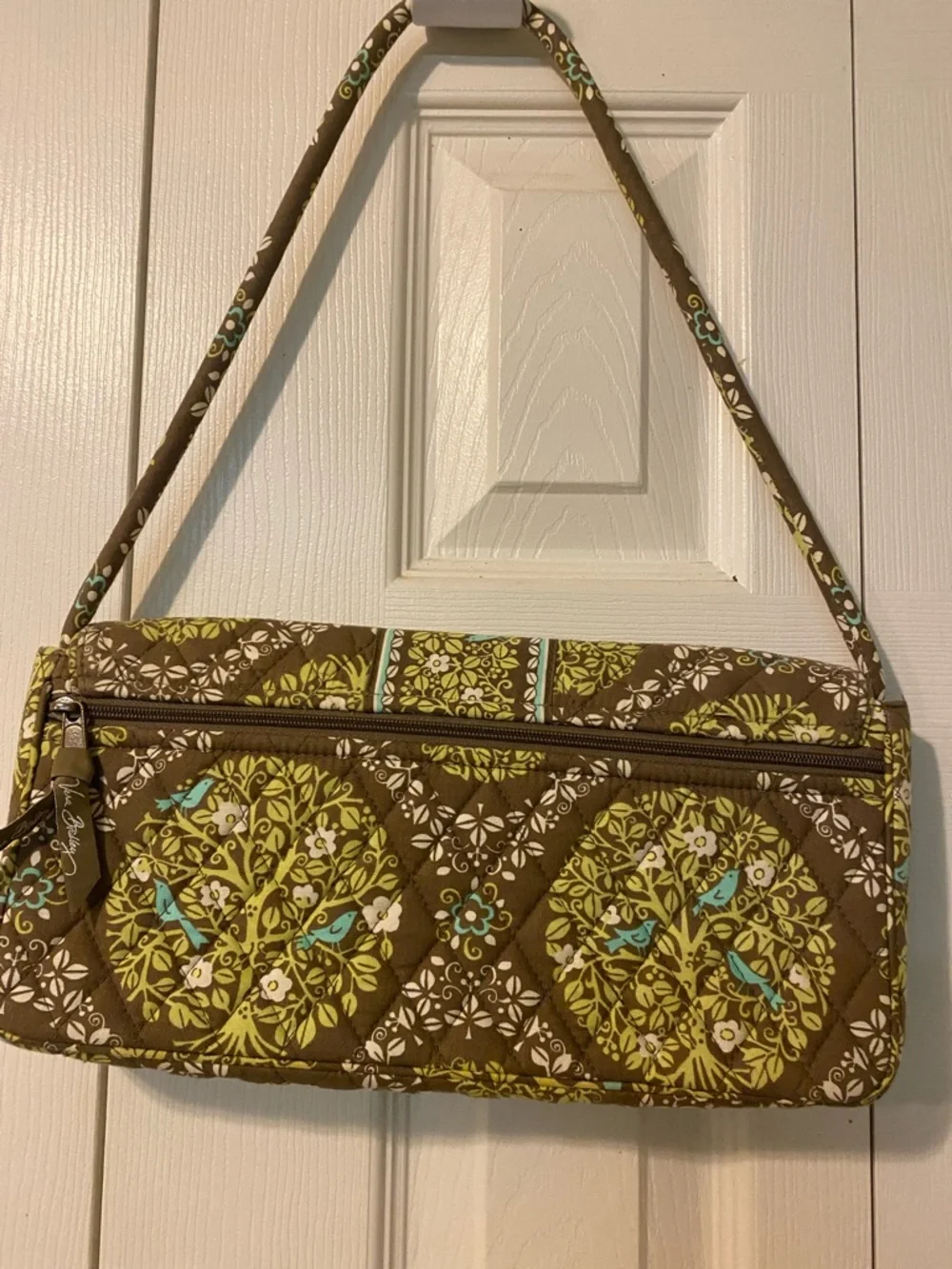 Vera Bradley Brown Lime Floral Quilted Clutch